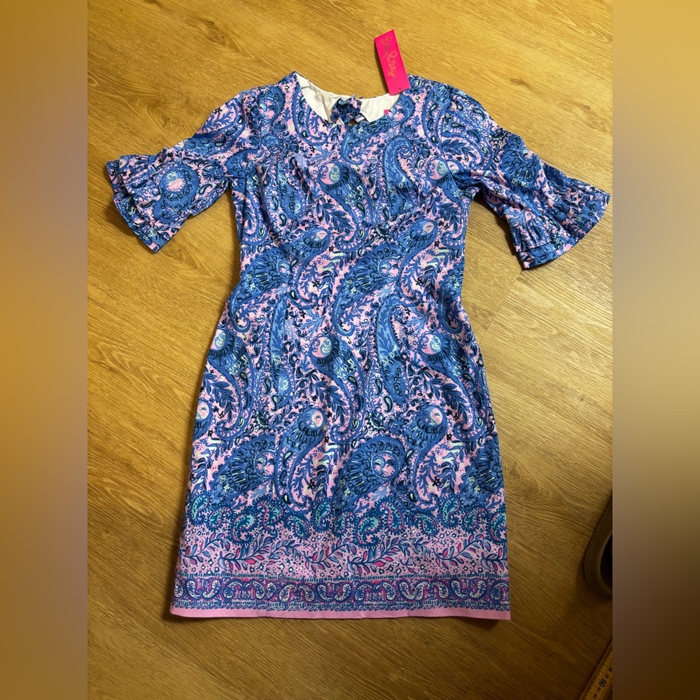 Lilly‎ Pulitzer NWT Paisley Dress Size 00 Blue Pink Beach Vacation Summer